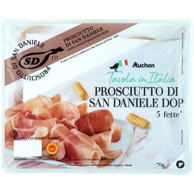Auchan Tavola In Italia Jambon Sec de San Danièle AOP, 5 tranches - 70g