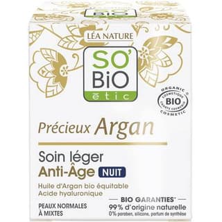 So'Bio Soin anti-âge nuit - Anti-âge - Peaux normales à sèches, même sensibles - Cosmébio, 50ml