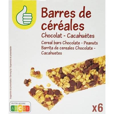 Pouce Barres de céréales au chocolat et cacahuètes, 6 barres