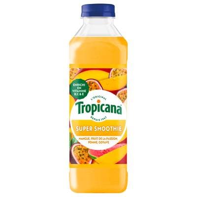Tropicana Super smoothie mangue, fruit de la passion, pomme, goyave, 75cl