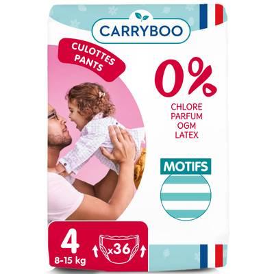 3760001769241 - Carryboo Nature - Couches Culottes Ecologiques T4 - 8/15 Kg Non-irritantes Jumbo