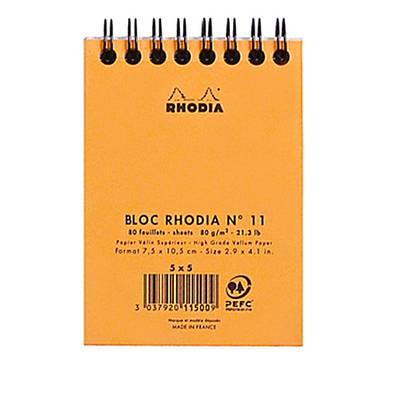 3037920115009 - Rhodia - Bloc-notes à spirales 7,4 x 10,5 cm petits carreaux N°11