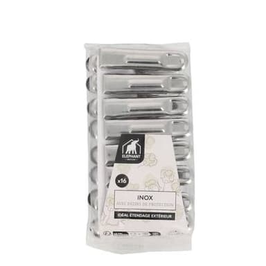 Elephant Pinces à linge inox, 16 pièces
