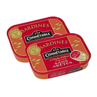 Connetable Sardines à l'huile d'olive sans arrête, Lot de 2x115g