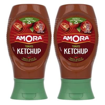 Amora Tomato Ketchup en Flacon Souple Squeeze Top Down, Lot de 2x280g