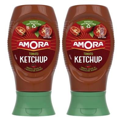 Amora Tomato Ketchup en Flacon, Lot de 2x280g