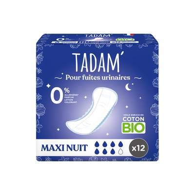 Tadam Serviette de nuit pour fuite urinaire, 12 serviettes