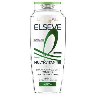 Elsève Shampooing Multi Vitaminé 2en1 Vitalité, 300ml