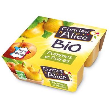 Charles et Alice Spécialité Pommes et poires Bio, 4x95g