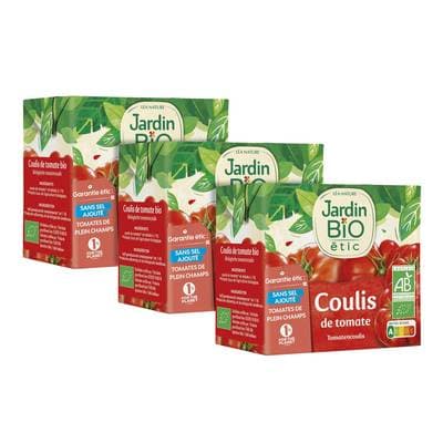 Jardin Bio Etic Coulis de tomate Bio sans sel ajouté, Lot de 3x500g