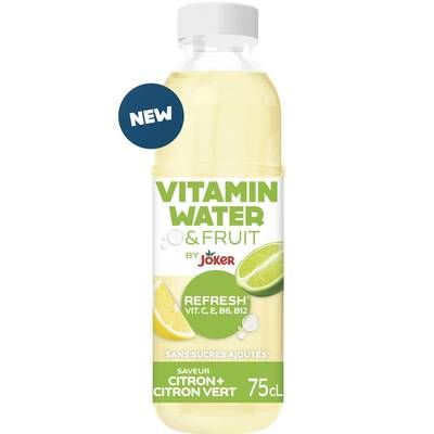 Joker Vitamin Water & Fruit Eau plate aromatisée refresh au citron et citron vert, 75cl