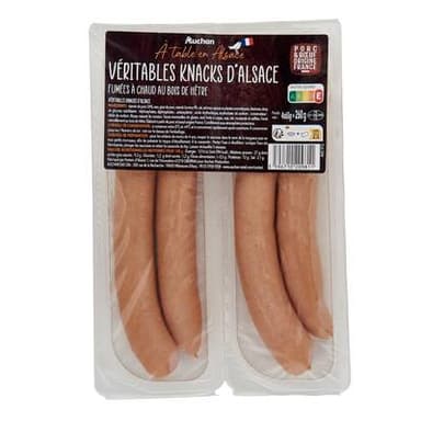 Auchan Terroir Knacks d'Alsace, 4 saucisses - 260g