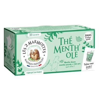 Les 2 Marmottes Thé Menth'Olé, 30 sachets