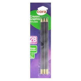 Cora Crayons Graphite 2B, 3 crayons