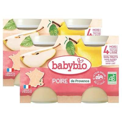 Babybio Poire Williams Bio Pot Bébé Dès 4 mois, Lot de 2 - 2x130g