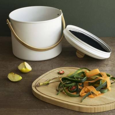 3760132814513 - Pebbly - Seau à compost d'intérieur 7 L métal/bambou