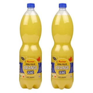 Auchan Soda pulpée à l'orange zéro, Lot de 2x1,5L