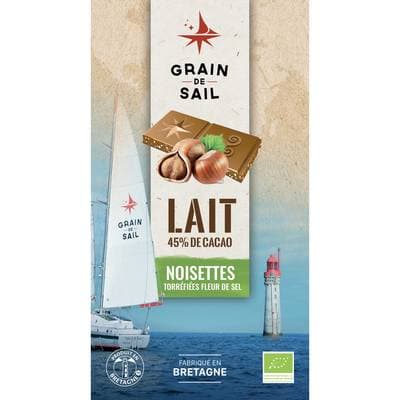 Grain de Sail Tablette Chocolat au Lait et Noisette Bio, 100g