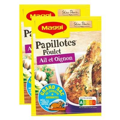 Maggi Papillotes Poulet Ail et Oignon, Lot de 2x34g