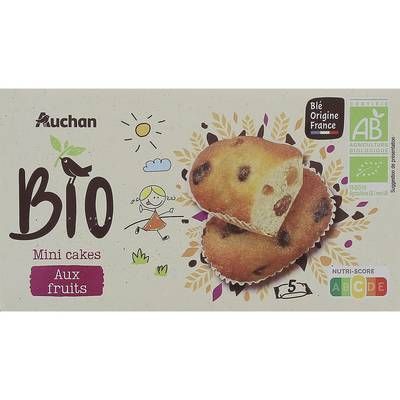 Auchan BIO Mini cakes aux pépites de fruits bio, 175g