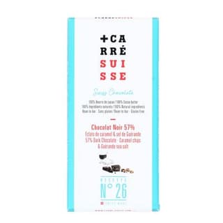 Carré Suisse Tabelette Chocolat Noir 57% Pépites de Caramel et Sel de Guérande, 100g