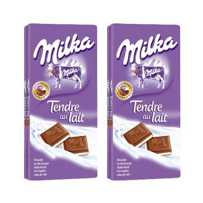 Milka Chocolat au Lait Tendre, Lot de 2 - 2x100g