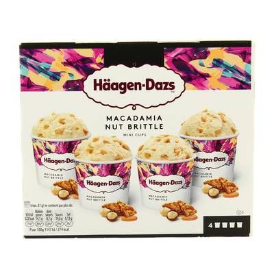 Häagen-Dazs Crème glacée Macadamia Nut Brittle, 4 pots - 324g