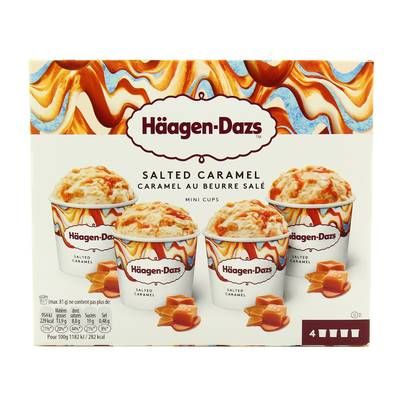 Häagen-Dazs Crème glacée Salted Caramel- Caramel au beurre salé, 4 pots - 342g