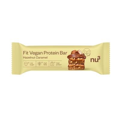 NU3 Barre Protéinée Vegan Noisettes Caramel- Fit Protein Bar Hazelnut Caramel, 50g