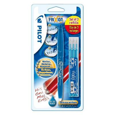 3131910018919 - Pilot - Stylo roller frixion ball encre effaçable turquoise + 3 recharges encre turquoise pointe moyenne