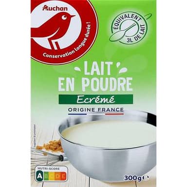 Auchan Lait en poudre écrémé origine France, 300g