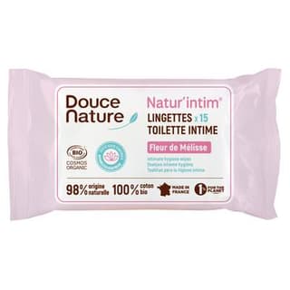 Douce Nature Lingettes intime en coton Cosmébio, 15 lingettes
