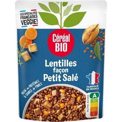 Céréal Bio Lentilles Façon Petit salé Vegan micro-ondes express Bio, 260g