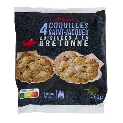 Auchan Coquilles Saint-Jacques cuisinées à la bretonne, 360g