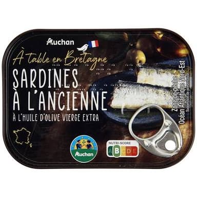 Auchan Terroir Sardines à l'ancienne à l'huile d'Olive vierge extra, 115g