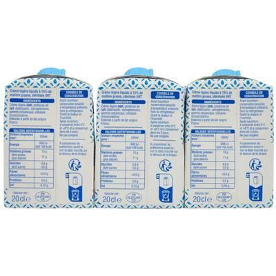 3254560223721 - Auchan - Crème fluide légère 15%mg UHT