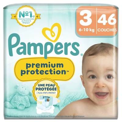 Pampers Premium protection Couches Bébés Premium Protection 6-10kg T3, 46 couches