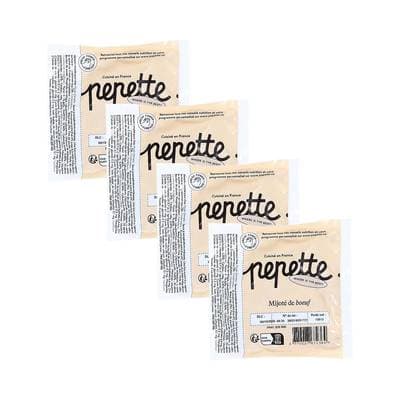 Pepette Chat Repas Frais, Mijoté de Bœuf, Lot de 4x100g