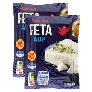 Auchan Gourmet Feta grecque AOP, Lot de 2x200g