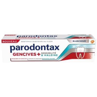 Parodontax Dentifrice Quotidien Au Fluor Gencives + Sensibilité & Haleine Fraîche Blancheur, 75ml