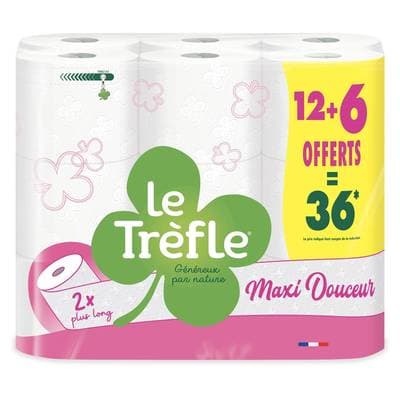 Le Trèfle Papier Toilette Maxi Douceur, 18 rouleaux