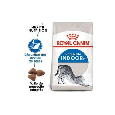 Royal Canin Croquettes Indoor 27 Réduction odeur des selles pour Chat Adulte d'Intérieur, 2kg