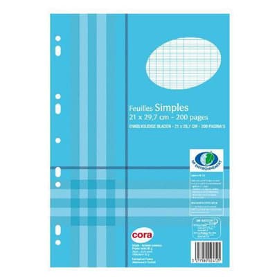 3257980024725 - Cora - Feuilles mobiles A4 21x29,7 cm grands carreaux perforées