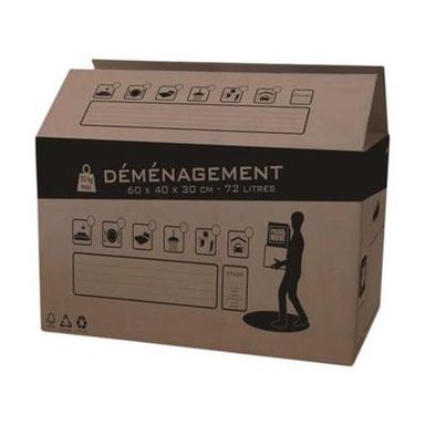Box And Beyond Carton de déménagement 72 litres, Dimensions  60 x 40 x 30 cm