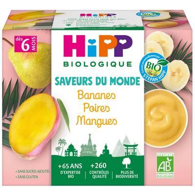 4062300428225 - Hipp - Saveurs du Monde - Banane Poire Mangue Bio Coupelle Bébé 6 mois