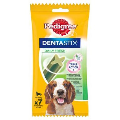 Pedigree Dentastix Daily Fresh - Bâtonnets Hygiène Bucco-Dentaire pour Chien Moyen x7, 180g