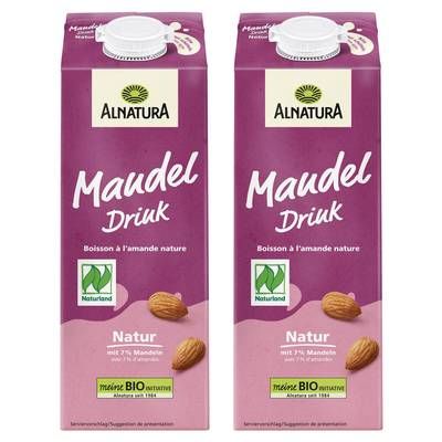 Alnatura Amande non sucrée Boisson Végétale Bio, Lot de 2x1L