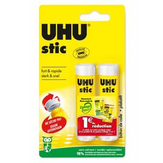 Uhu 2 bâtons de colle blanche, 2 x 8,2 g