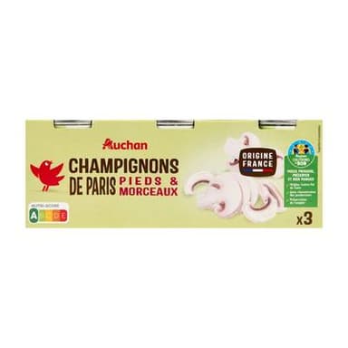 Auchan Champignons Pieds et Morceaux, 3x115g