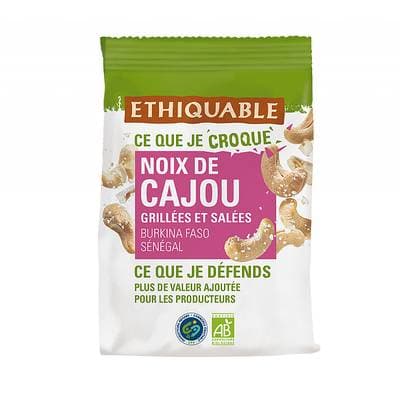 Ethiquable - Commerce Equitable Noix de Cajou Grillées et Salées Bio, 100g